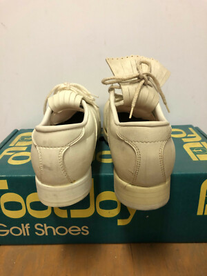 Vintage FootJoy Green-Joys White Vintage Golf Shoes Mens 9.5 M Kiltie Spikes NIB NEW Old Stock Foot Joy Green joys Kiltie 48579 White Golf  main image 4