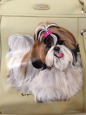 Shih Tzu Hand Painted Padded Tote Handbag Pocketbook - New - BEAUTIFUL!