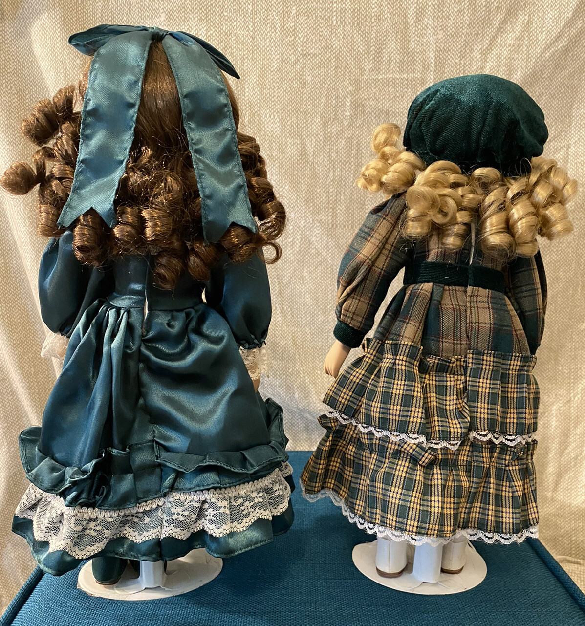 Lot Of 2 Vintage Porcelain Girl Dolls wearing glasses, Victorian