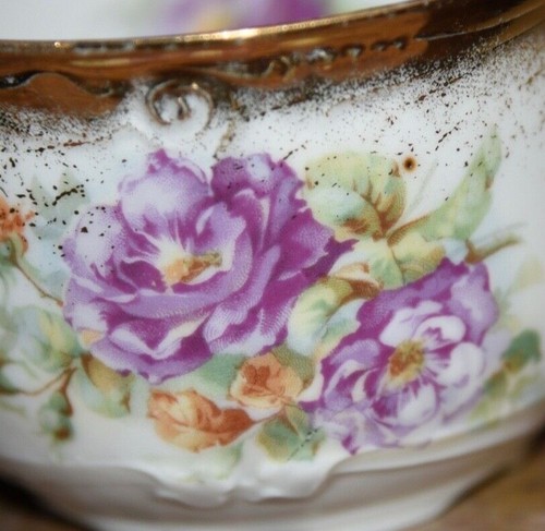 Antique 1800's German Porcelain CUP CABBAGE ROSE GOLD GILT LARGE COFFEE TEA MUG - Picture 12 of 12