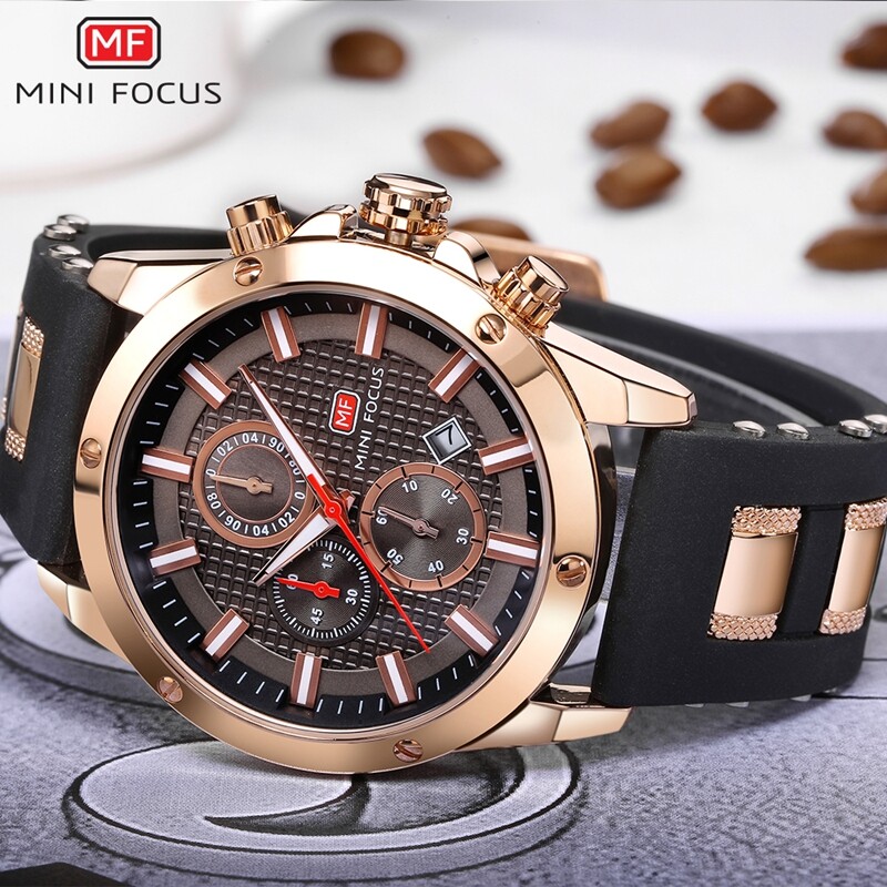 MF0089G MINIFOCUS Sports Watch Men Military Leather Quartz-watch Waterproof New View 3