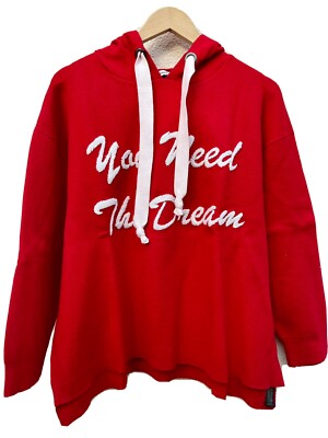 NWOT Zara Knit Women's Red Hoodie Wide Sweatshirt Sweater