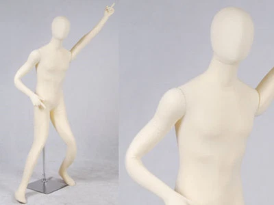 ROXY DISPLAY Male full body Poseable Mannequin white jersey covered body form #M01SOFTX-JF