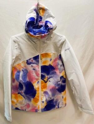 Roxy Girl's Greywood Snow Ski Winter Jacket White Pansey Sz 14 NEW