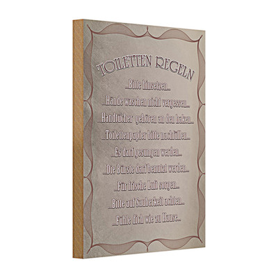 Holzschild Spruch 20x30cm Toiletten Regeln bitte hinsetzen