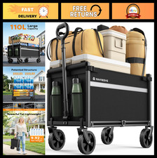 Heavy Duty Collapsible Wagon Cart, 220LBS Capacity, Foldable Utility Cart for Ca