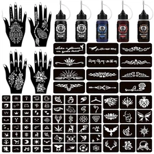 Moricher Temporary Tattoo Kits Henna kit 5 Inks 96 Stencils Cosmetic