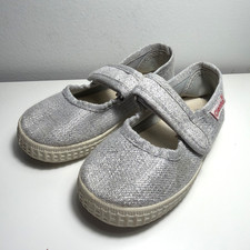 Cienta Kids Grey Glitter Girls Mary Jane Shoes Size EU 22C US 6 Child Silver