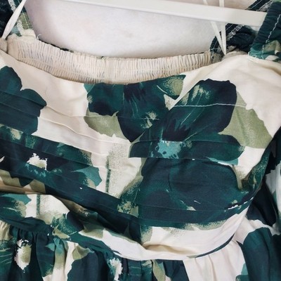 ABERCROMBIE & FITCH Emerson Poplin Puff Sleeve Mini Dress Green Floral Sz  Small | eBay