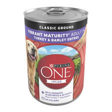 Purina ONE Plus Senior Turkey Barley Wet Dog Food 13 oz Can FREESHIP