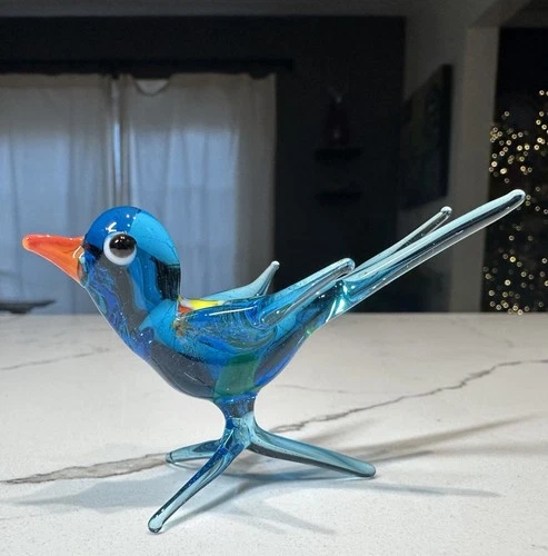 Murano Millefiori MCM Mid Century Blown Art Glass Bird Figurine 3.5” Exc. Cond.