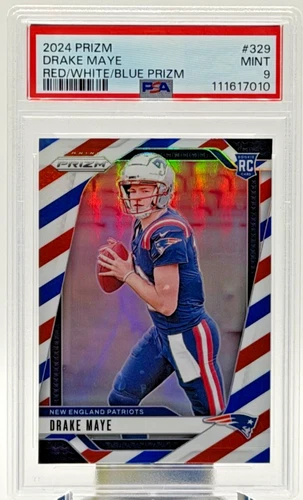 2024 Panini Prizm Drake Maye #329 Red White & Blue Prizm PSA 9 MINT Rookie RC