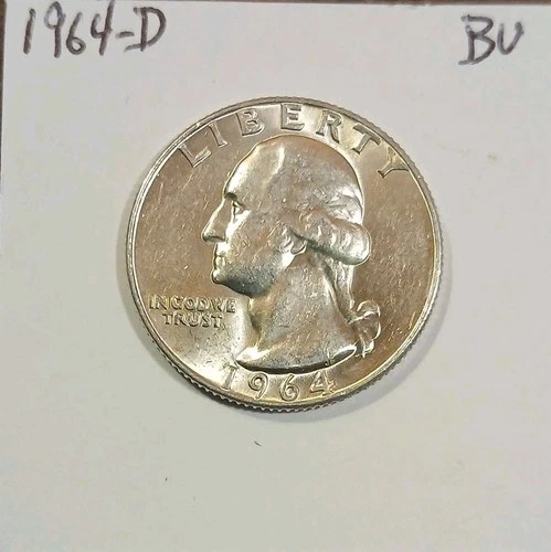 1964 D Washington Quarter Brilliant Uncirculated 90% Silver 25c