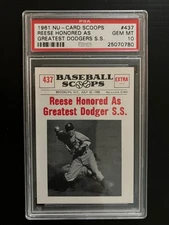 1961 NU CARD SCOOPS REESE HONORED AS GREATEST DODGER S.S.  PSA 10