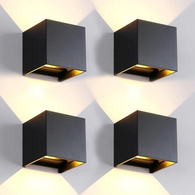 4 Pack LED 20W Outdoor Wall 20W-4.72in.【4 Pack】, Black-3 colors Adjustable 
