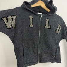 Diesel Kids Girls Full Zip Hoodie Rhinestone Sweatshirt Hoodies Size 10 Black
