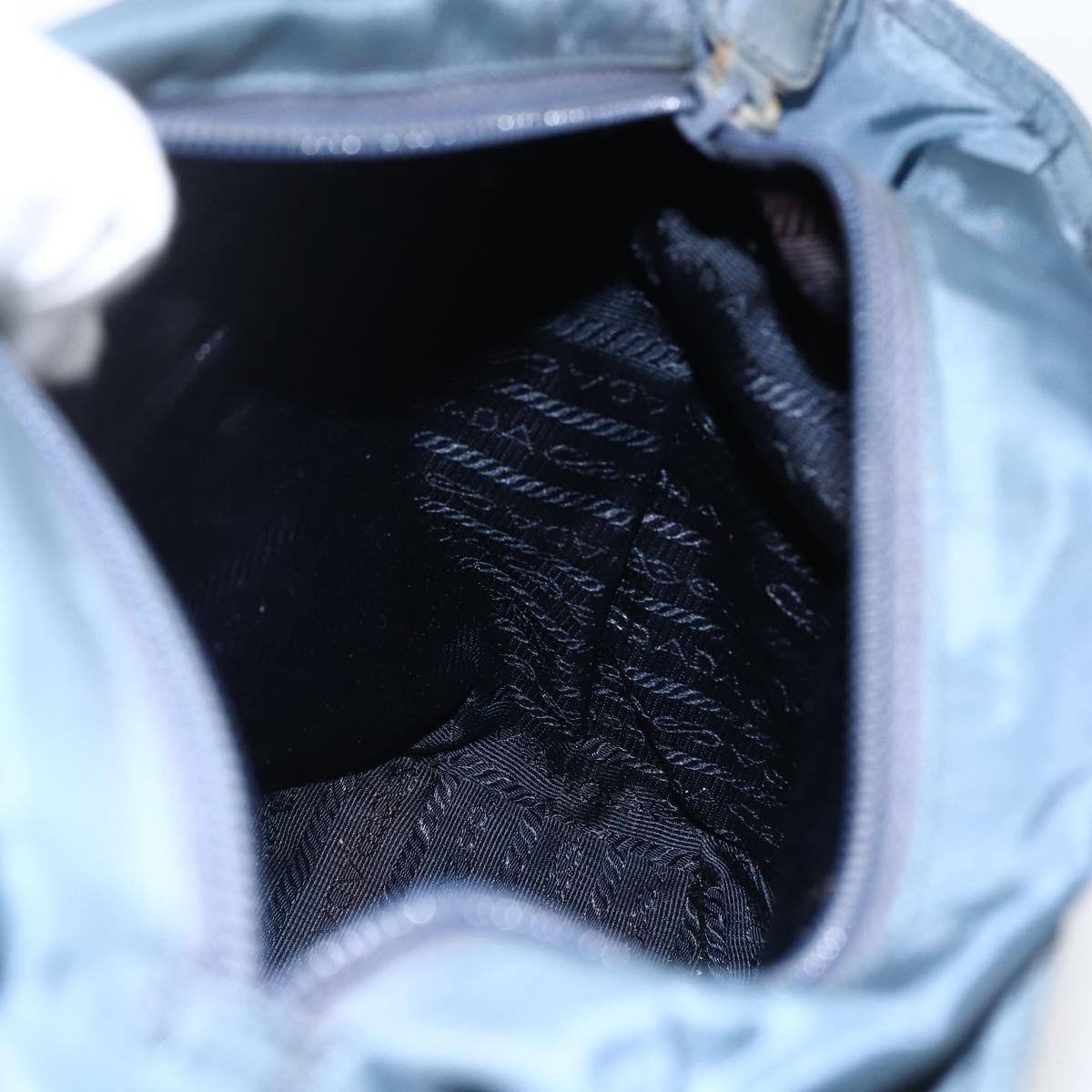 PRADA Tote Bag Nylon Blue Silver Auth BA10133 thumbnail 19