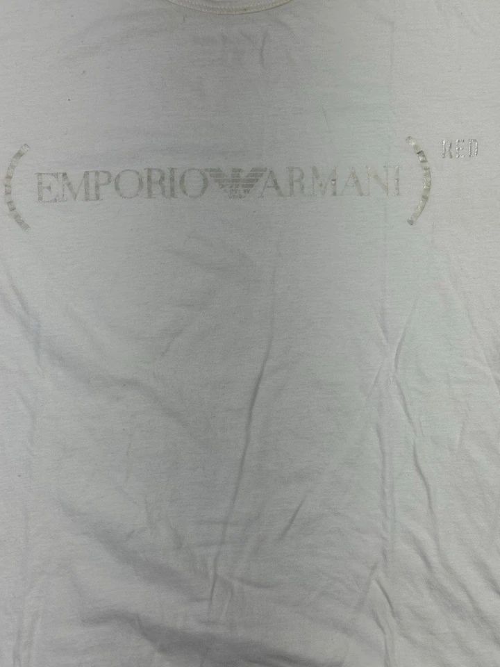 Camiseta Emporio Armani (ROJA) Blanca Talla L Hecha en Italia Diseñador Logo Camiseta Foto 4 de 4