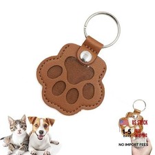 Pet Fur Keepsake Dog Hair Keychain Leather Paw Charm Key Chain Pet Light Brown