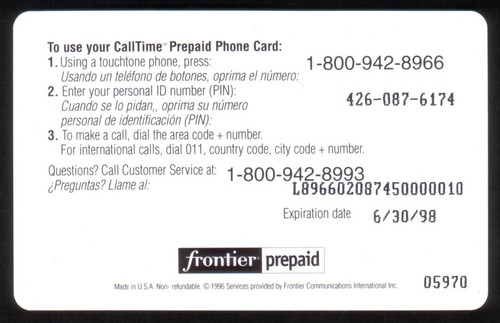 15m 'CallTime' Rosauers Employee Owned Supermarkets USED Phone Card | eBay