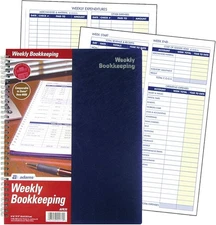 Adams Bookkeeping Record Book, Weekly Format, 8.5 x 11 Inches, White 
