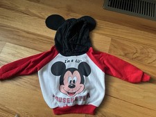 Vintage Disney Jog Togs Toddler Red Mickey Mouse Lil Mouseketeer Hoodie 12 Mo