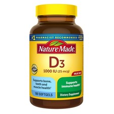 Nature Made Vitamin D3 1000 IU 25 Mcg , Vitamin D Supplement for Bone, Teeth, M
