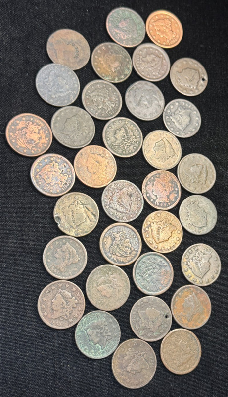 Lot Of 33 United States Large Cents -Low Grade