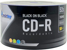 50 Pack Smartbuy CD-R 52X 700MB 80 Mins Double Side Black Vinyl Blank Recordable