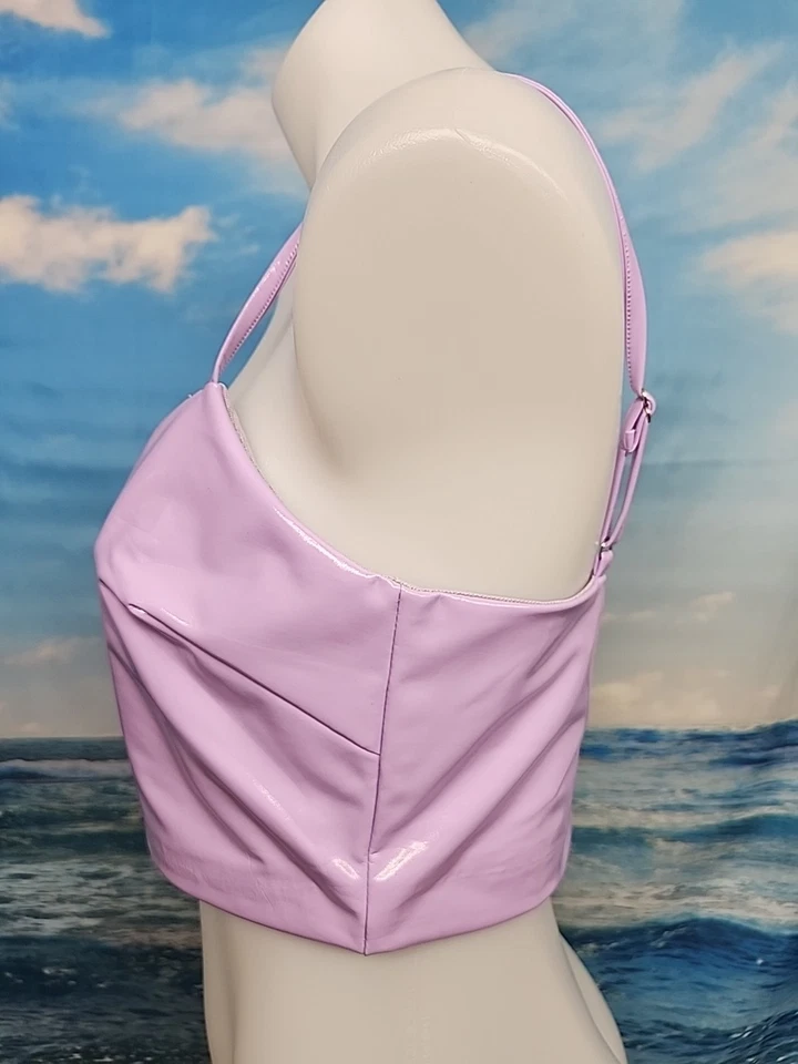 全新 Finesse 女式丁香素食皮革作物上衣,尺寸 M  — 第 2/3 张图片