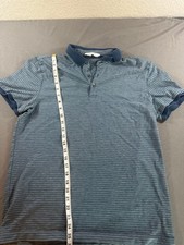 Calvin Klein Medium Blue Polo Short Sleeve Light Stripes