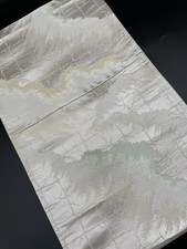 Kimono Konjaku Club Luxury Pure Silk Obi Fukuro Formal Silver Japan