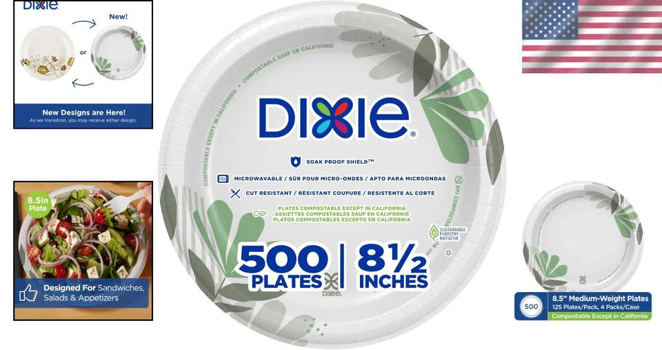 500 Count Dixie 8.5" Soak-Proof Paper Plates - Ideal for Events and Gatherings - Image 2 of 4