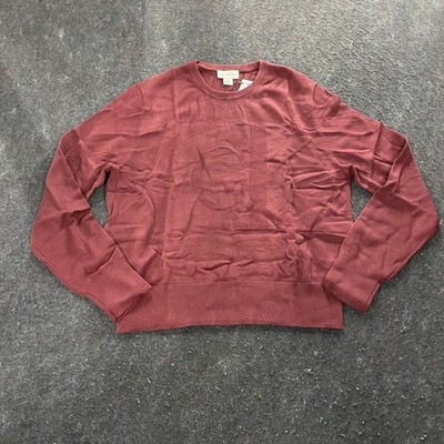 CALVIN KLEIN Textured Logo Sweater Women's Size L Brick Red