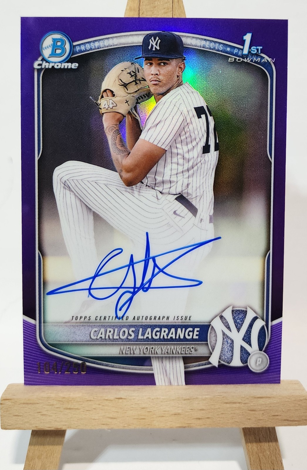 2025 Bowman Chrome 1st Bowman Auto Carlos Lagrange CPA-CL Purple /250 Yankees