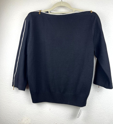 St. John Collection Women s Size 8 Green Santana Knit Zipper Shoulder Sweater