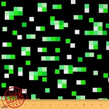 Castle Fairy Black Green White Geo Patchwork Fabric 1yd