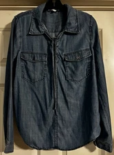 Current Air For Anthropologie Draper Utility Chambray Lace Up Size L Long Sleeve