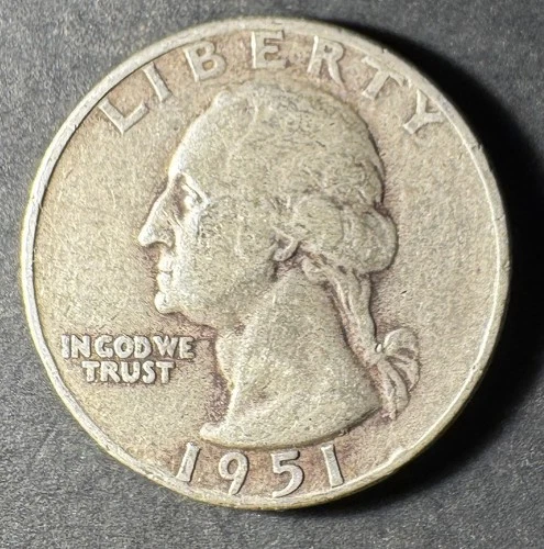 1951-S Silver Washington Quarter (Circulated) - (#2037) Very Fine Condition