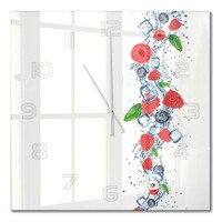 Wanduhr Aus Glas Mit Leisem Uhrwerk Waldbeeren Mit Eis WeißE Zeiger 60X60 Cm