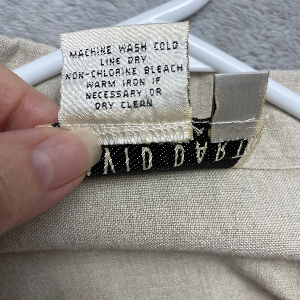 Camisa túnica David Dart Collection 100 % lino para mujer L beige manga larga popover Foto 4 de 4