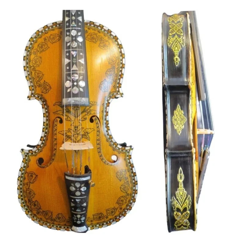 Deluxe Norwegian fiddle 4/4 violin (4*5)of profession concert hardanger Fiddle