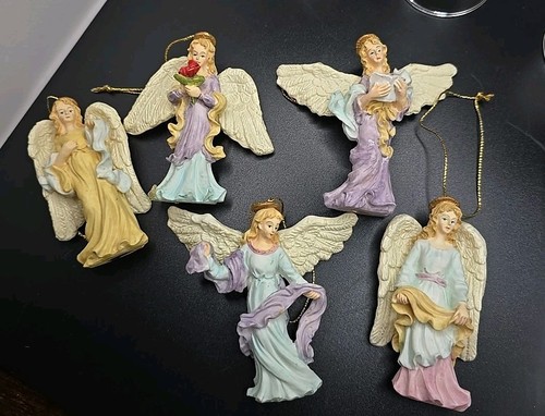 Set di 5 statuine angelo in miniatura addobbi albero di Natale - Foto 15 di 16