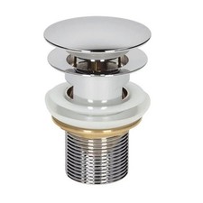 Bathroom Basin Clicker Waste Sink Plug Slotted 1 1/4" Chrome Flat Mushroom Style