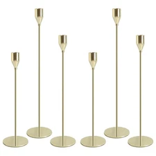 Candle Holders, 6 Piece Gold Candlestick Holders for Table Centerpiece/Firepl...