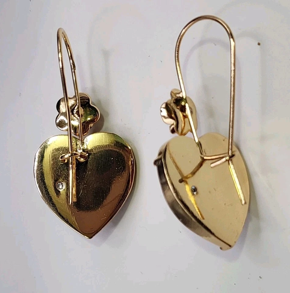 Betsey Johnson Stone Heart Drop Pierced Earrings Purple Red Faceted Stone Bees - Image 4 of 4