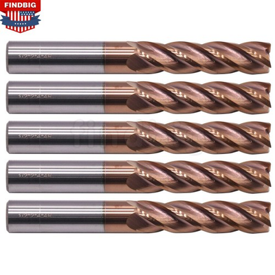 #ad 5Pcs 4 Flute 1 2quot; x 2quot; x 4quot; Solid Carbide End Mills TiSiN Coated $179.99