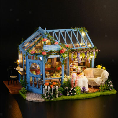 Miniatur-Gartenprojekt Puppenhaus-Set aus Holz Blumenladen im Maßstab 1:24