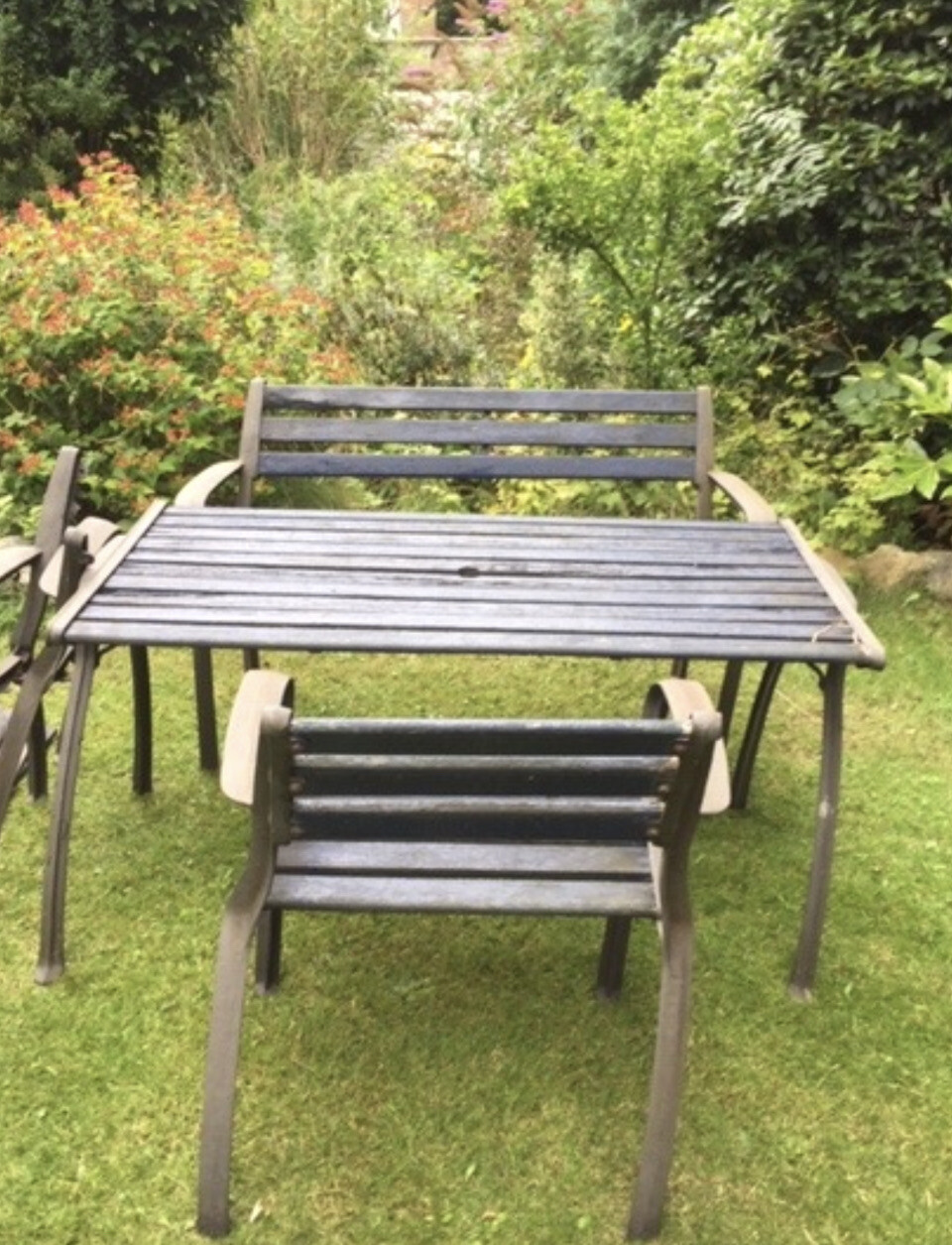 wooden garden table and chairs used eBay