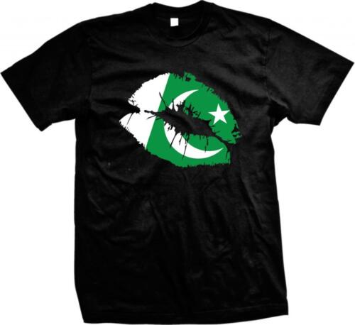 Islamic Republic of Pakistan Flag Lips Love Kiss Pakistani Pride Mens T-shirt - Picture 1 of 26